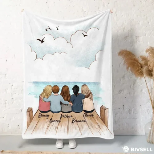 Track Order 4 Custom Best Friends Blanket – Personalized Friendship Gift with Names & Characters | BivSell