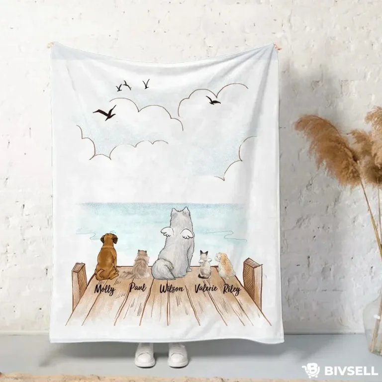 Custom Family Lakeside Blanket – Personalized Pet-Friendly Throw Gift | BivSell