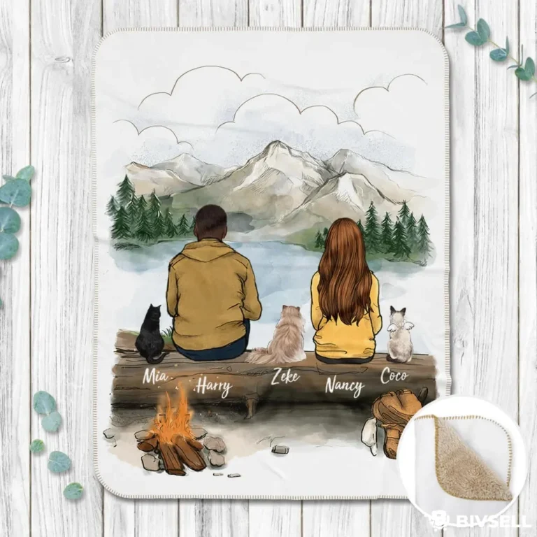 Custom Family & Pets Blanket – Personalized Couple Gift with Dogs & Cats | BivSell