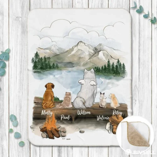 Custom Pet Memorial Blanket – Personalized Dog & Cat Remembrance Gift with Names | BivSell