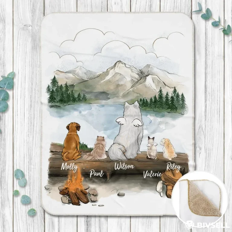 Custom Pet Memorial Blanket – Personalized Dog & Cat Remembrance Gift with Names | BivSell