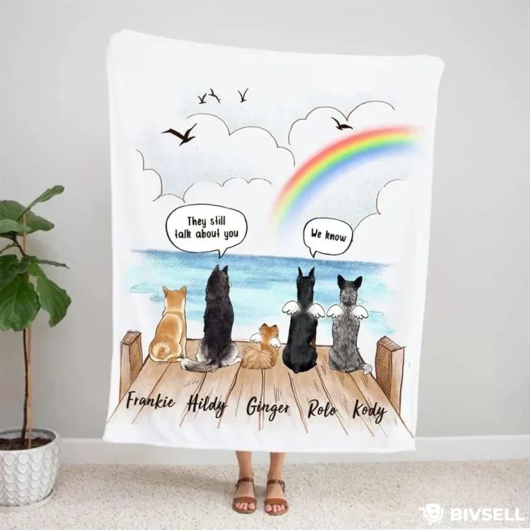 Custom Rainbow Bridge Pet Blanket – Personalized Pet Memorial Throw Gift | BivSell