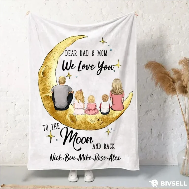 Custom “To the Moon and Back” Blanket – Personalized Family Throw Gift | BivSell